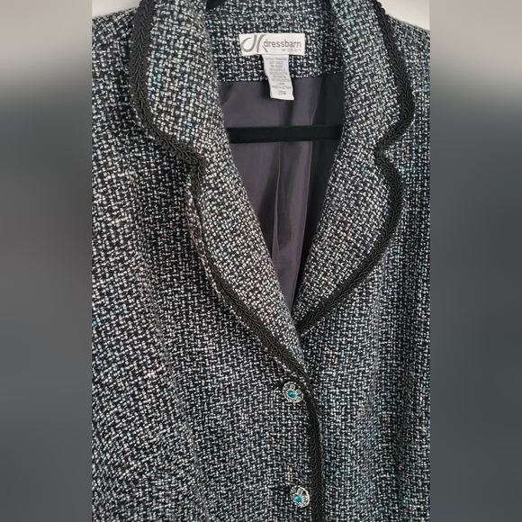 Tweed Lightweight 3 Jeweled Coated Metal Button Blazer Jcket - Picture 2 of 11